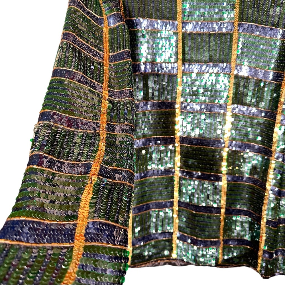 VINTAGE 80’s Sequined Silk-Lined Blouse - Picture 7 of 13